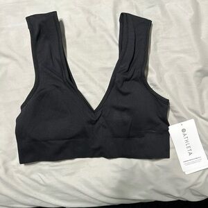 Athleta Black V-Neck Sports Bra nwt